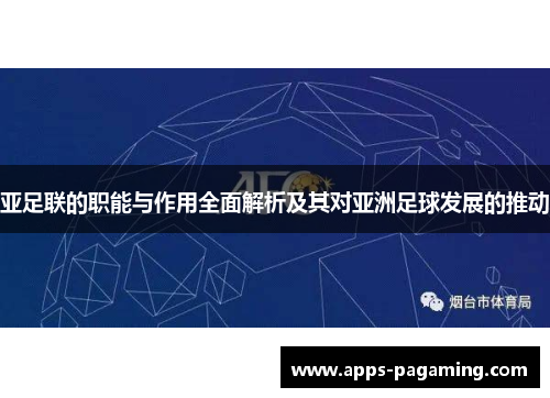 亚足联的职能与作用全面解析及其对亚洲足球发展的推动